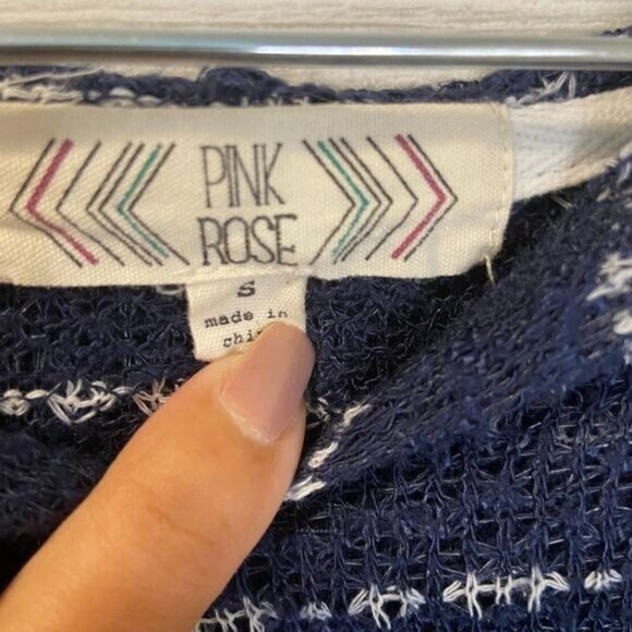 Pink Rose Striped Hoodies for Women‎ Long Sleeve Knit Sweaters Pullover Sweater - Picture 5 of 6